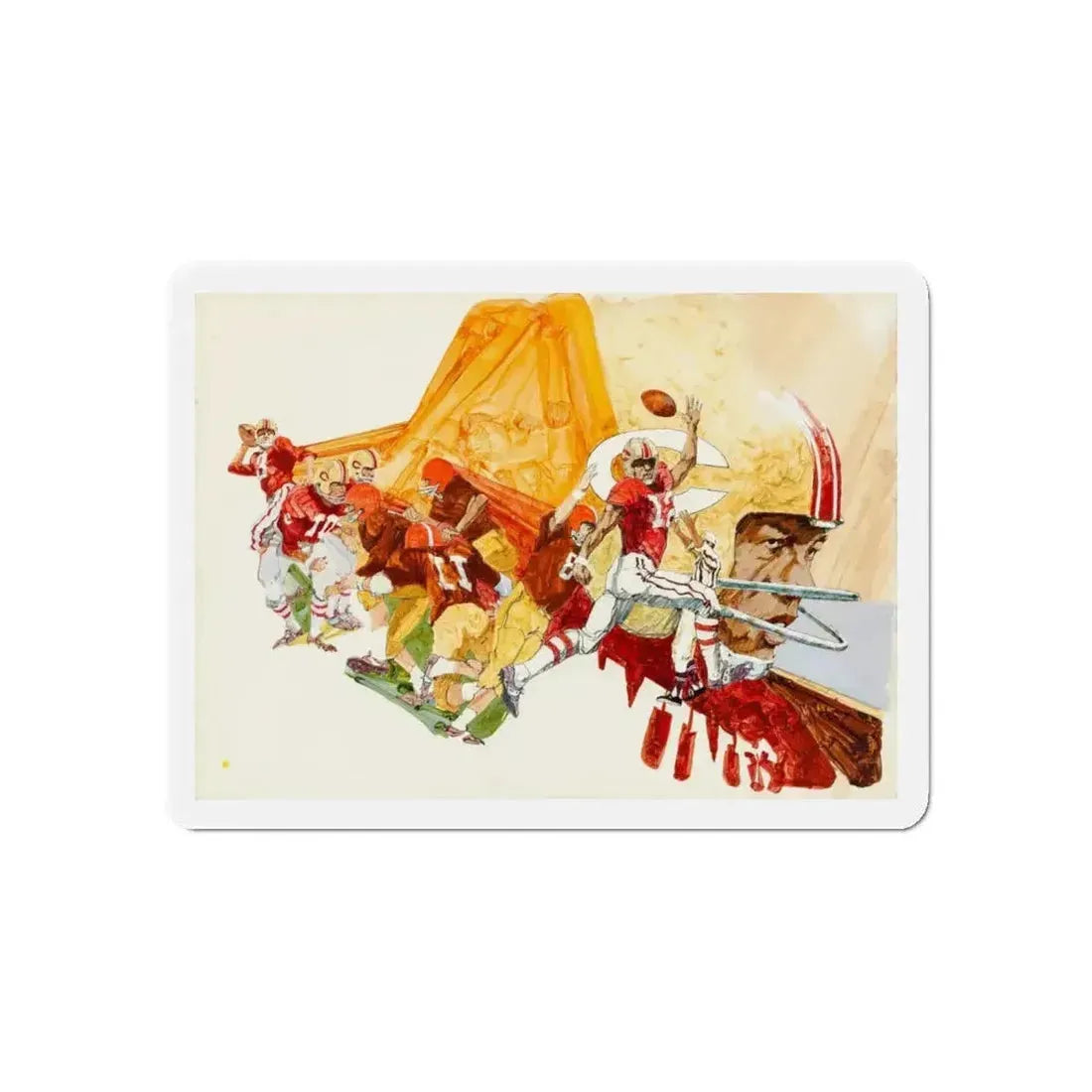 Football Montages (Magazine Illustration) Refrigerator Magnet - The Sticker Space