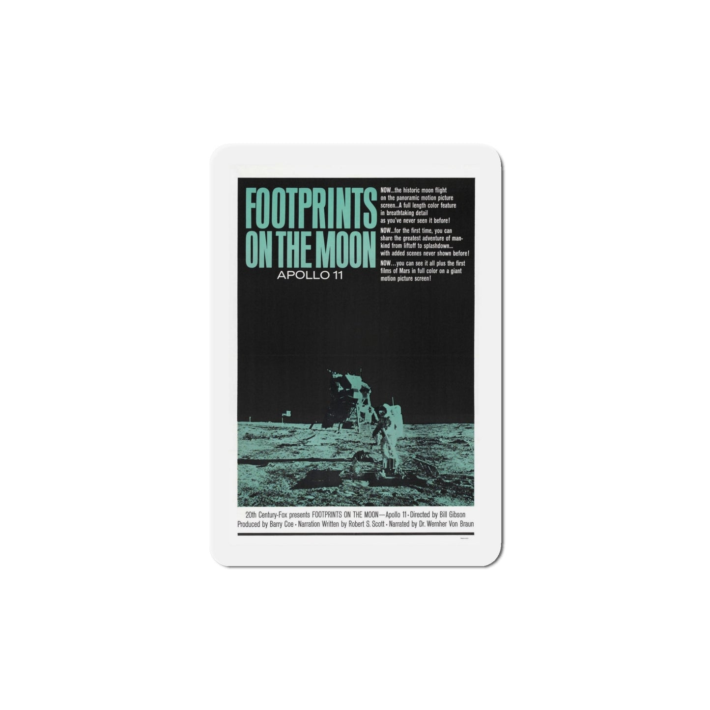 Footprints on the Moon Apollo 11 1969 Movie Poster Die-Cut Magnet-5 Inch-The Sticker Space