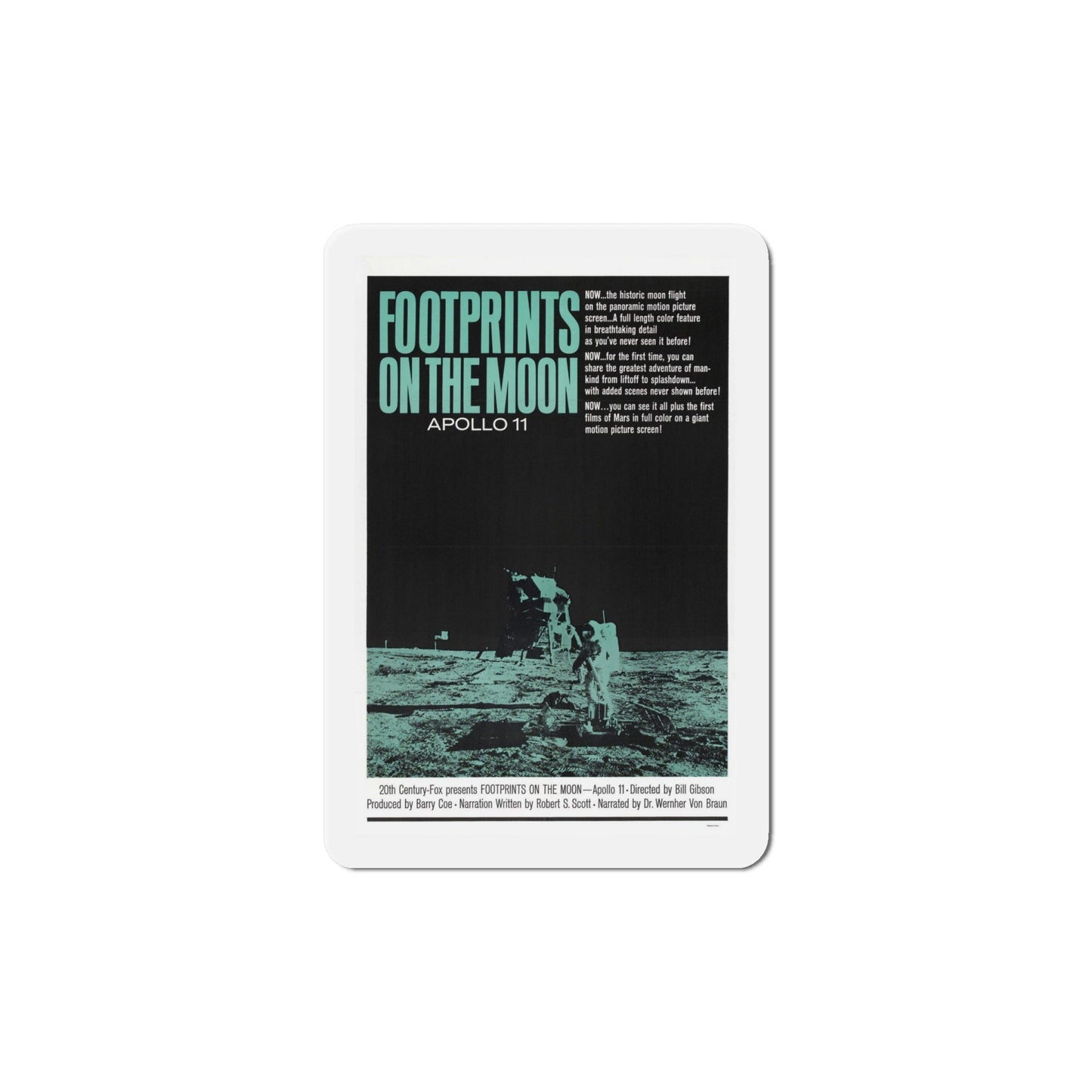 Footprints on the Moon Apollo 11 1969 Movie Poster Die-Cut Magnet-6 Inch-The Sticker Space