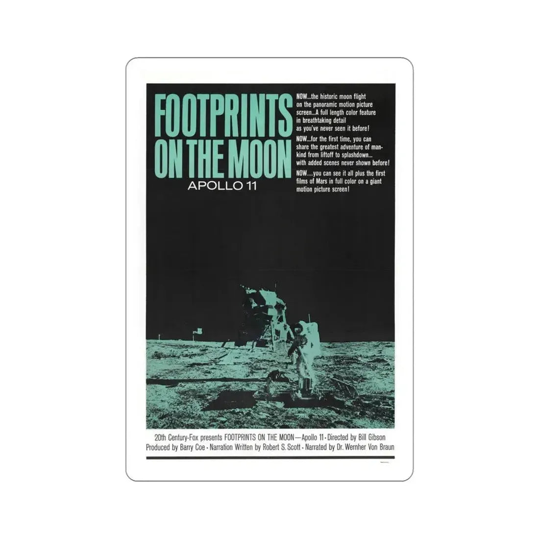 Footprints on the Moon Apollo 11 1969 Movie Poster STICKER Vinyl Die-Cut Decal 5 Inch - The Sticker Space