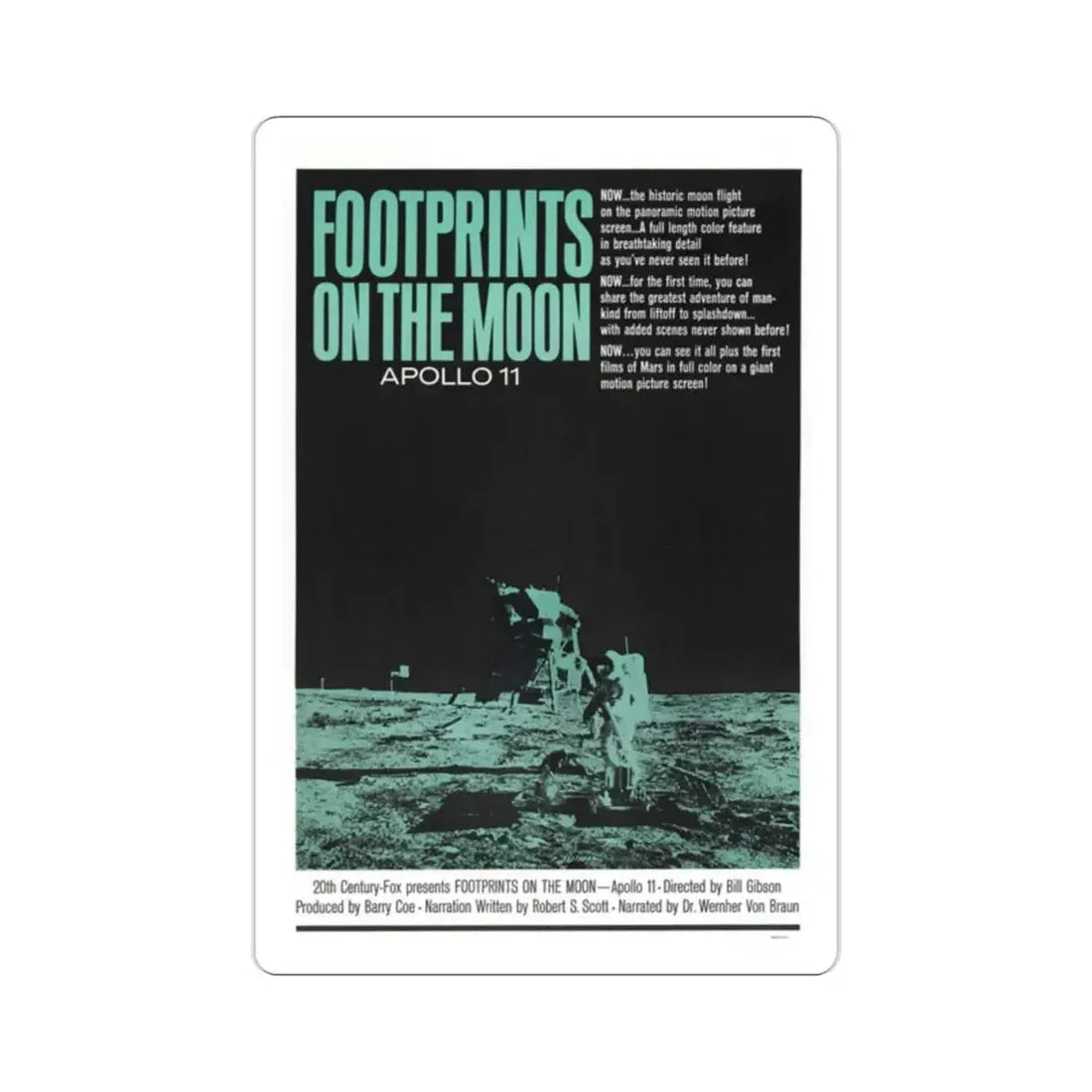 Footprints on the Moon Apollo 11 1969 Movie Poster STICKER Vinyl Die-Cut Decal - The Sticker Space