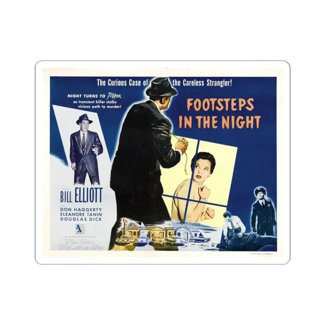 Footsteps in the Night 1957 Movie Poster - STICKER Vinyl Kiss-Cut Decal 4 Inch White - The Sticker Space