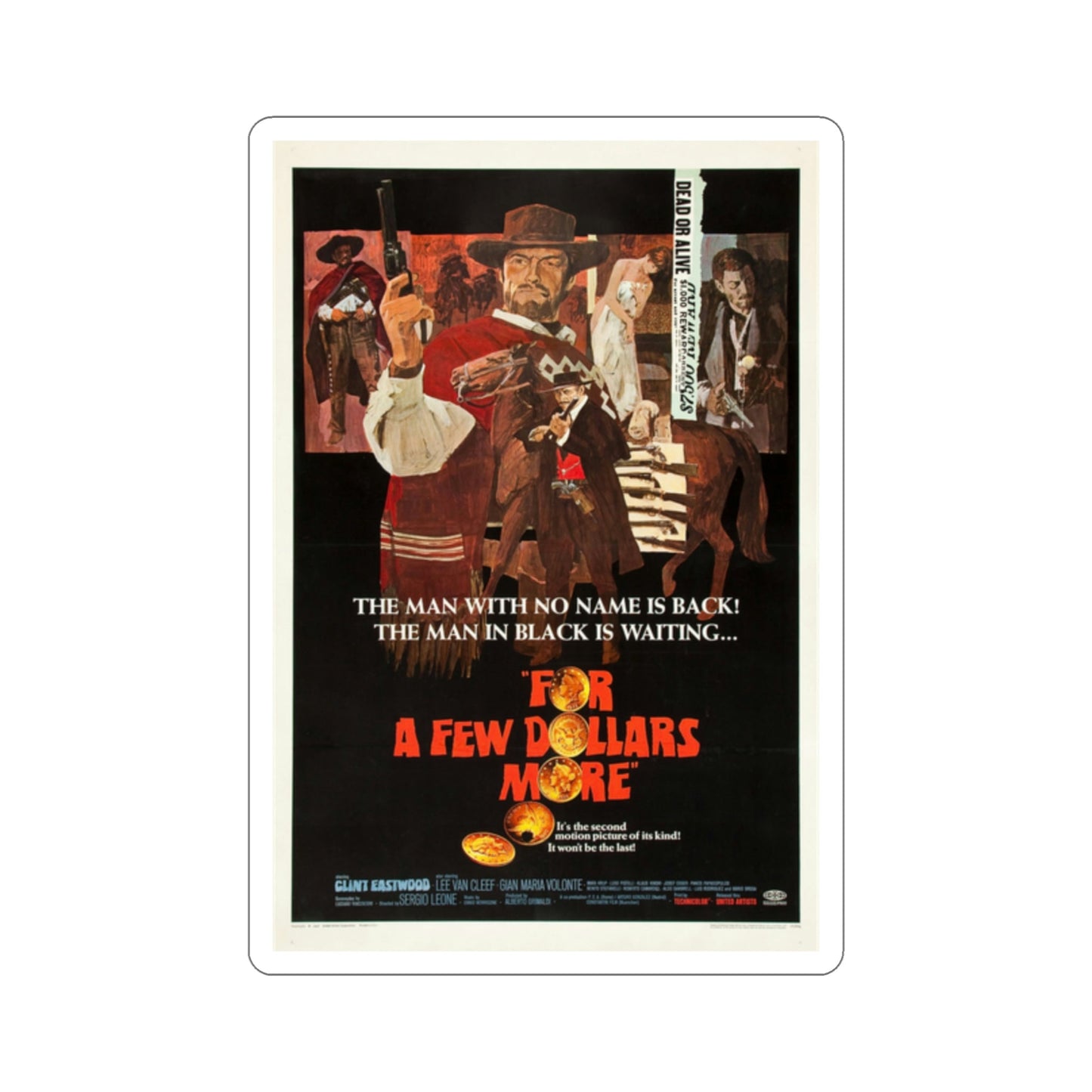 For a Few Dollars More 1966 Movie Poster STICKER Vinyl Die-Cut Decal-2 Inch-The Sticker Space