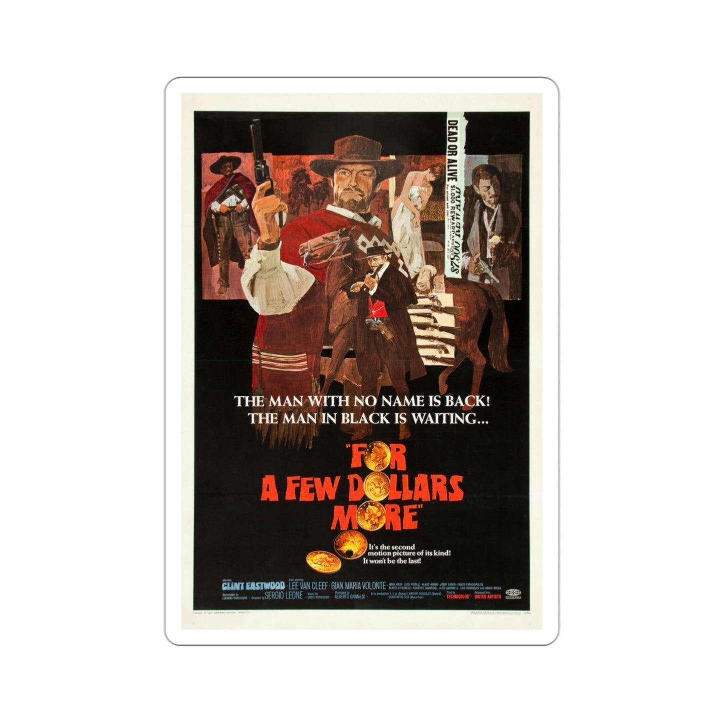 For a Few Dollars More 1966 Movie Poster STICKER Vinyl Die-Cut Decal-3 Inch-The Sticker Space