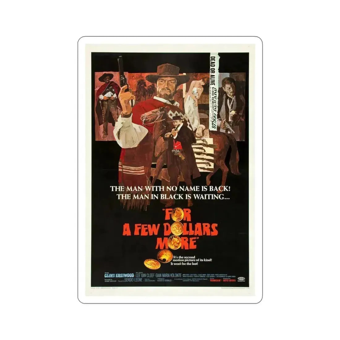 For a Few Dollars More 1966 Movie Poster STICKER Vinyl Die-Cut Decal 4 Inch - The Sticker Space