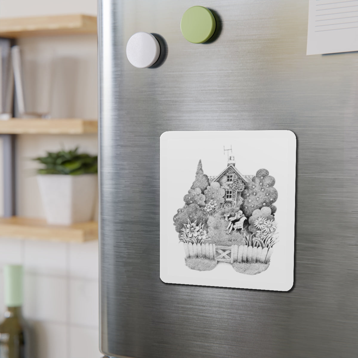 For a gardening article, 1973 (Magazine Illustration) Refrigerator Magnet-The Sticker Space