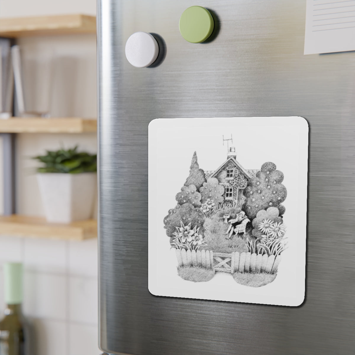 For a gardening article, 1973 (Magazine Illustration) Refrigerator Magnet-The Sticker Space