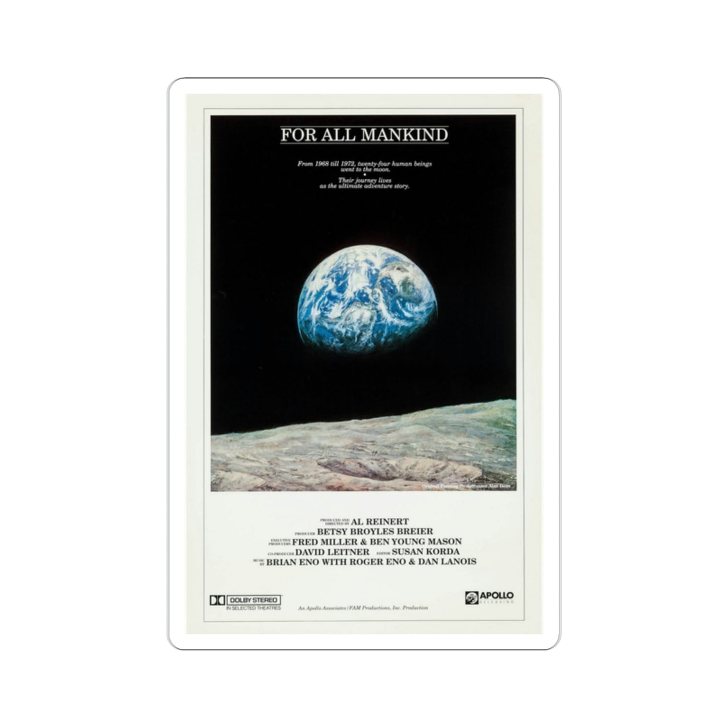 For All Mankind 1989 Movie Poster STICKER Vinyl Die-Cut Decal-2 Inch-The Sticker Space