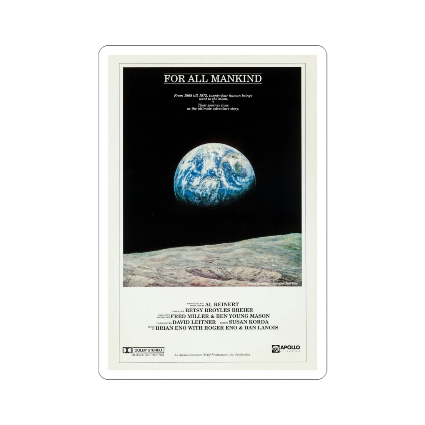 For All Mankind 1989 Movie Poster STICKER Vinyl Die-Cut Decal-3 Inch-The Sticker Space