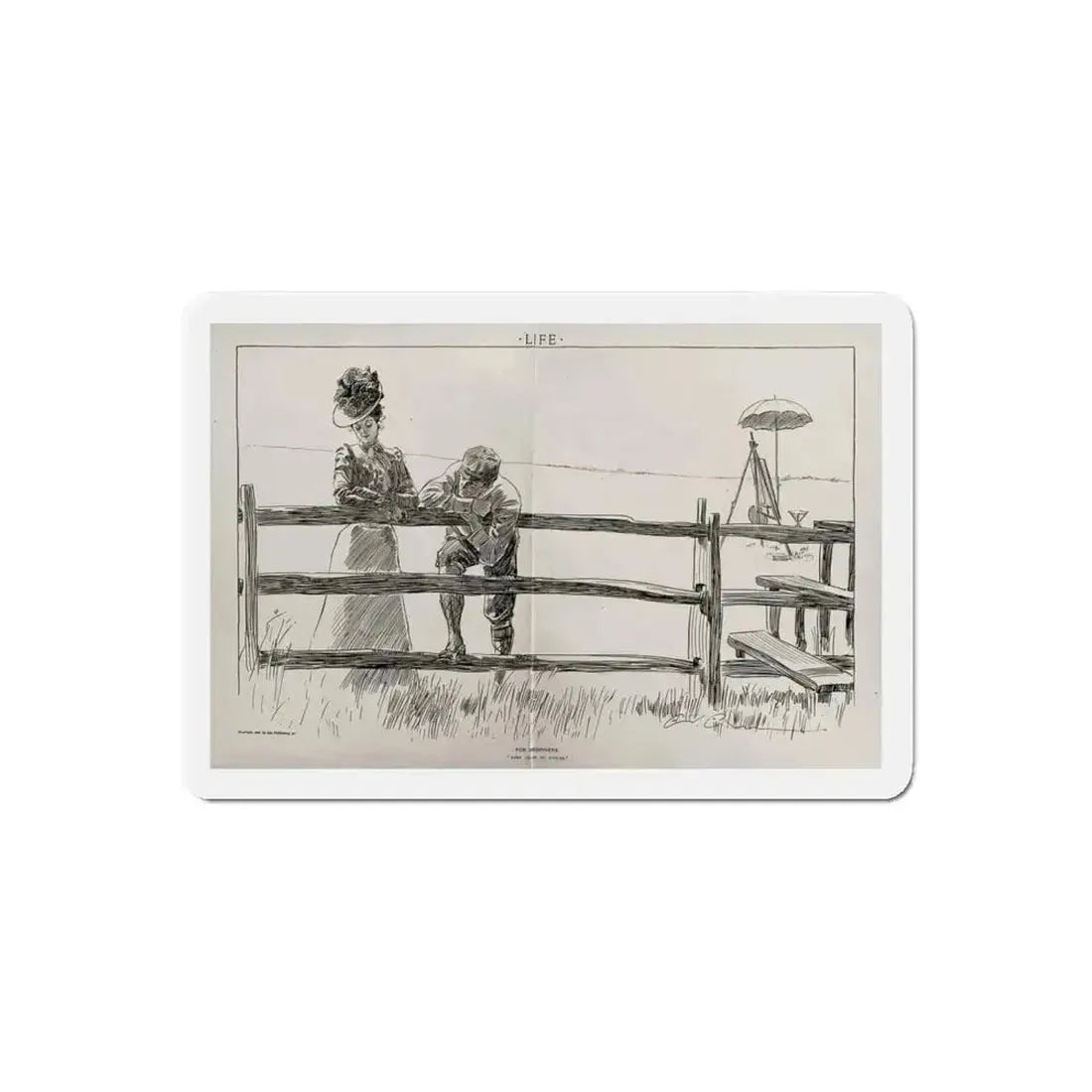 For Beginners, Life magazine, August 9, 1900 (Magazine Illustration) Refrigerator Magnet 6 Inch Die-Cut - The Sticker Space
