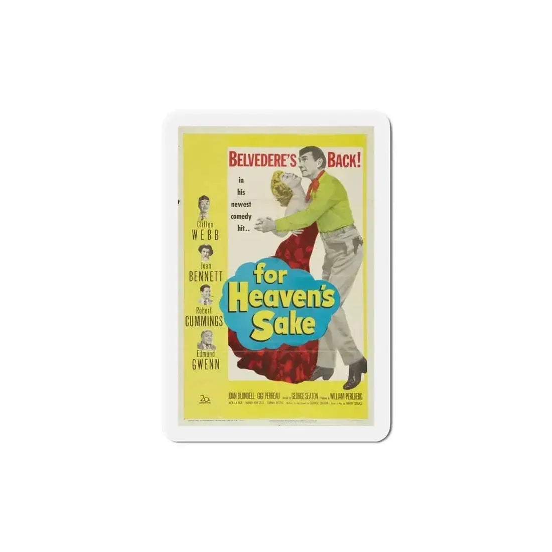 For Heavens Sake 1950 Movie Poster Refrigerator Magnet 6 Inch - The Sticker Space