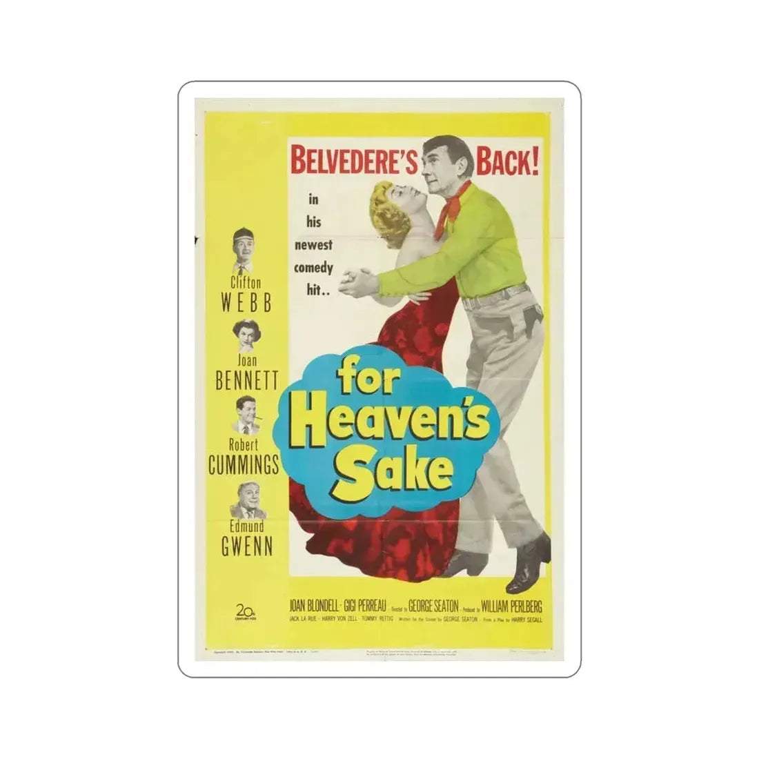 For Heavens Sake 1950 Movie Poster STICKER Vinyl Die-Cut Decal 3 Inch - The Sticker Space