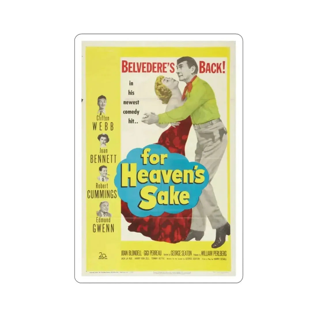 For Heavens Sake 1950 Movie Poster STICKER Vinyl Die-Cut Decal - The Sticker Space