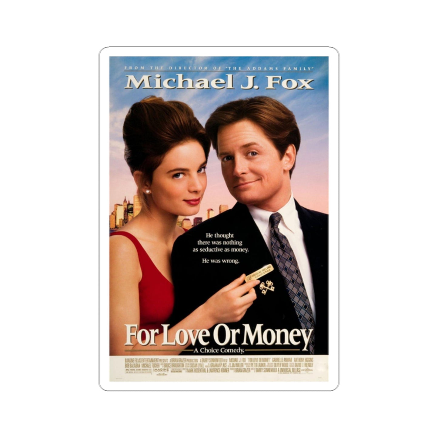 For Love or Money 1993 Movie Poster STICKER Vinyl Die-Cut Decal-2 Inch-The Sticker Space