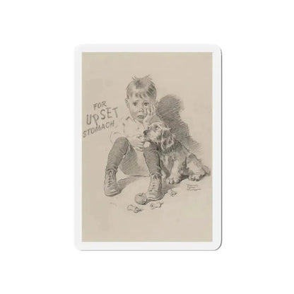For Upset Stomach advertisement (Magazine Illustration) Refrigerator Magnet 3 Inch Die-Cut - The Sticker Space