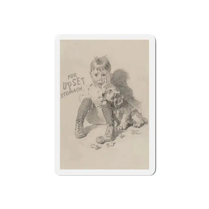 For Upset Stomach advertisement (Magazine Illustration) Refrigerator Magnet 5 Inch Die-Cut - The Sticker Space