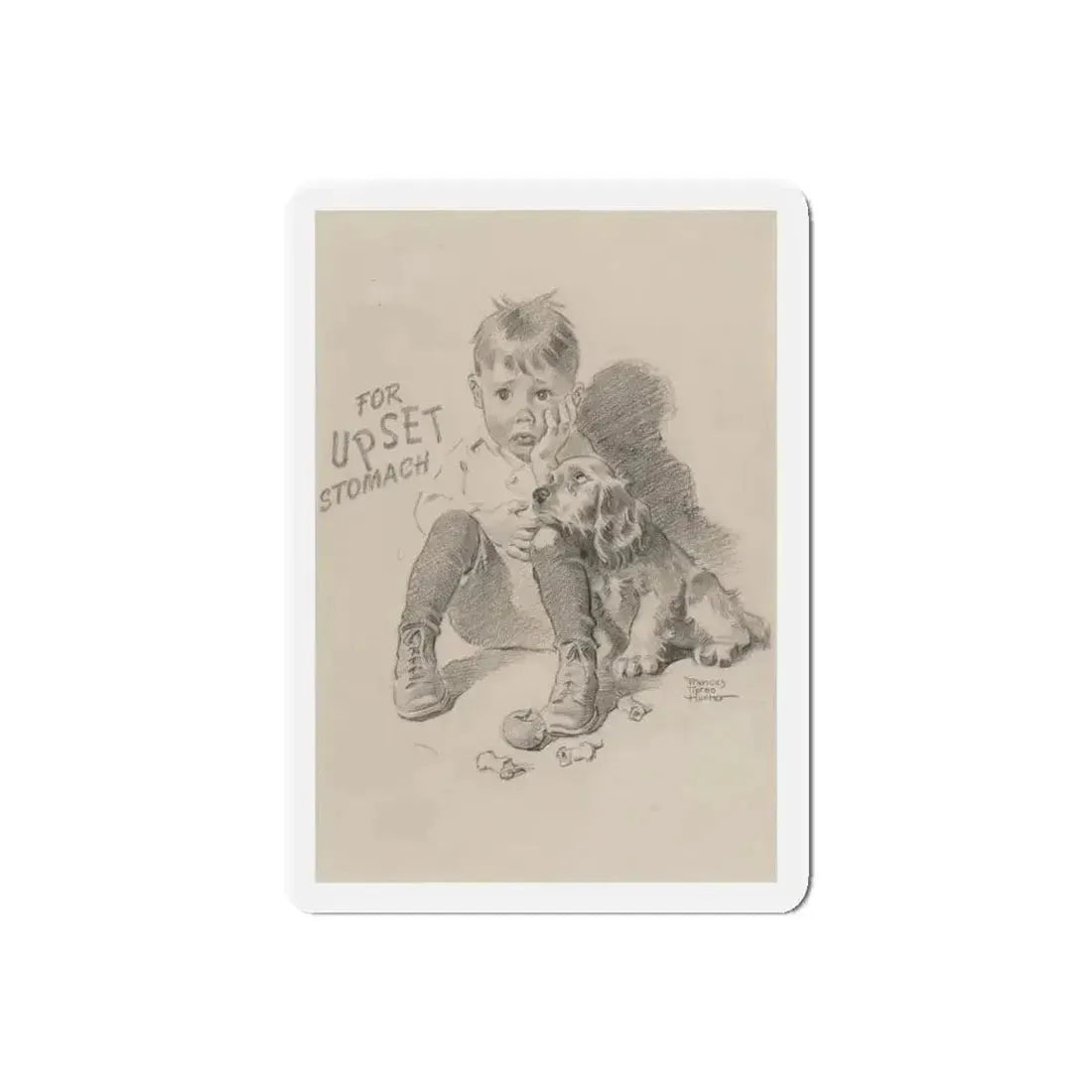 For Upset Stomach advertisement (Magazine Illustration) Refrigerator Magnet - The Sticker Space