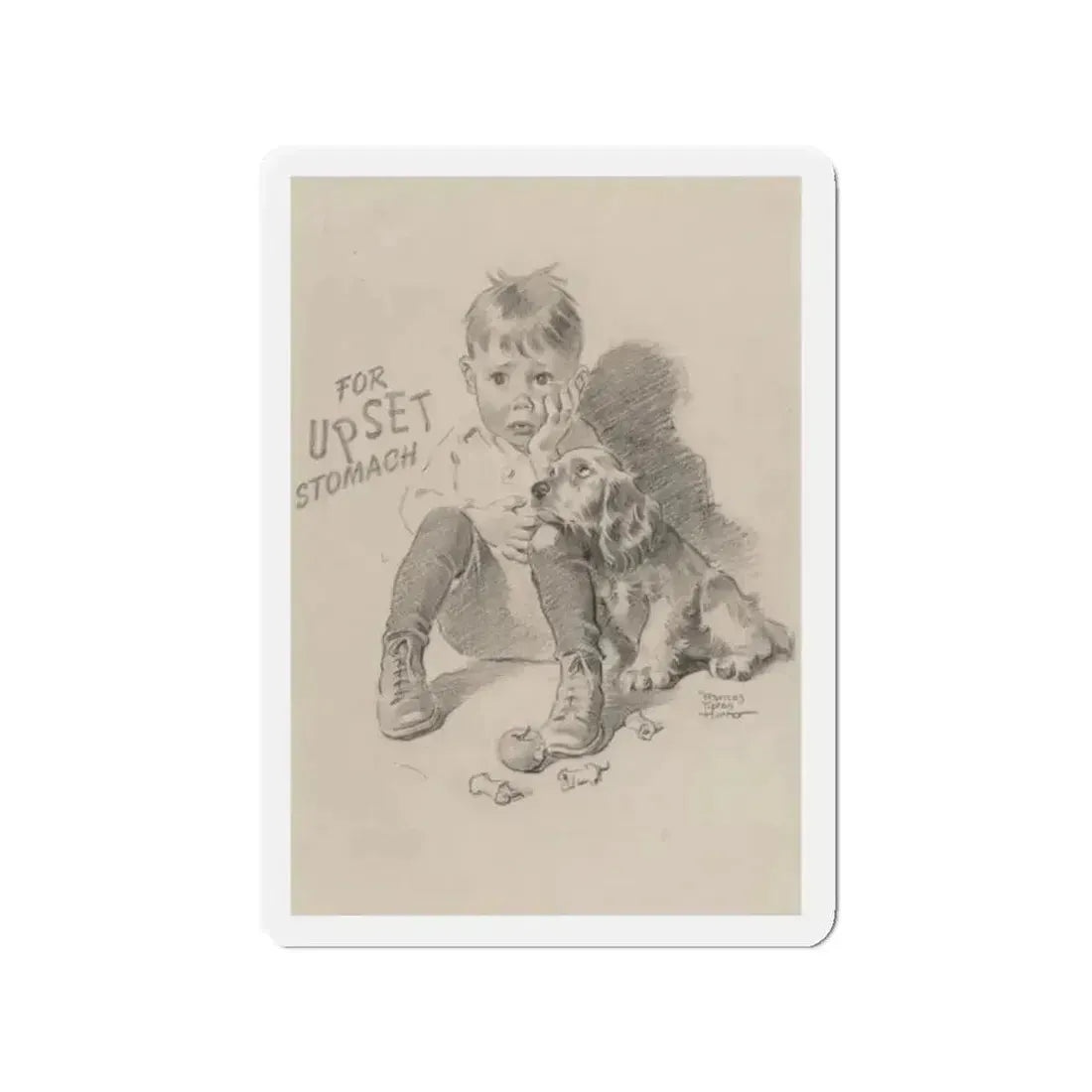 For Upset Stomach advertisement (Magazine Illustration) Refrigerator Magnet - The Sticker Space