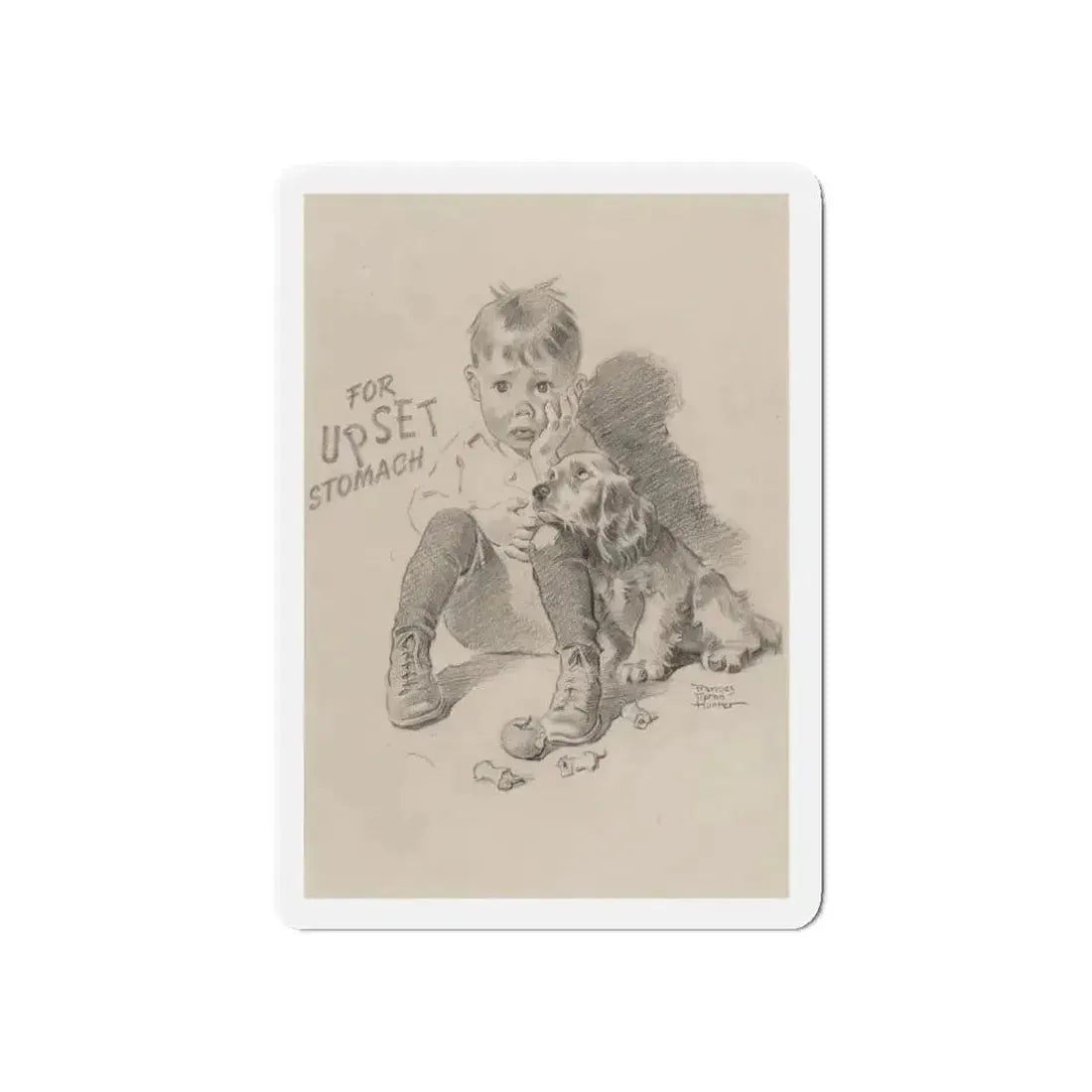 For Upset Stomach advertisement (Magazine Illustration) Refrigerator Magnet - The Sticker Space