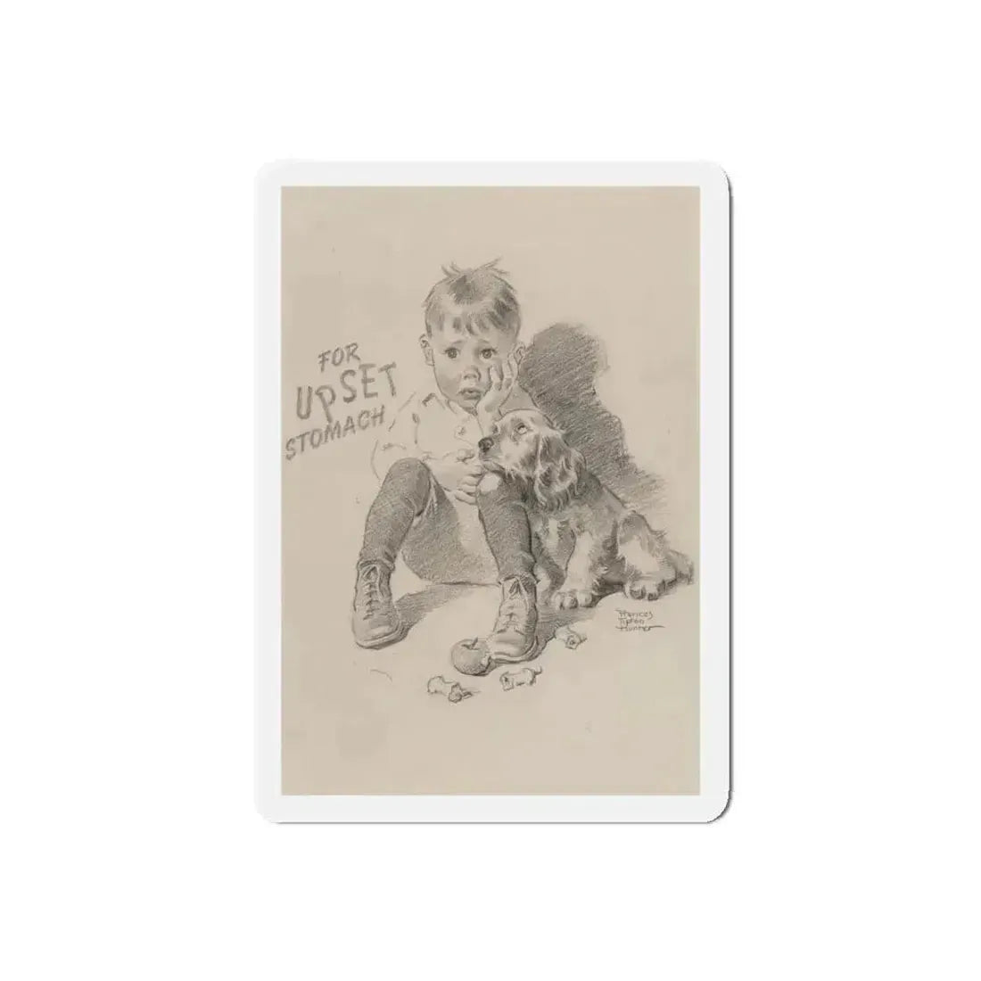 For Upset Stomach advertisement (Magazine Illustration) Refrigerator Magnet - The Sticker Space