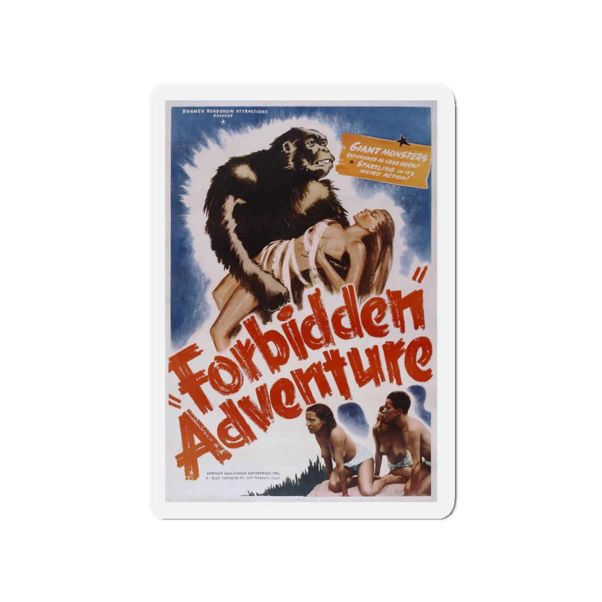 FORBIDDEN ADVENTURE (GORILLA WOMAN) 1937 Movie Poster - Die-Cut Magnet-4" x 4"-The Sticker Space