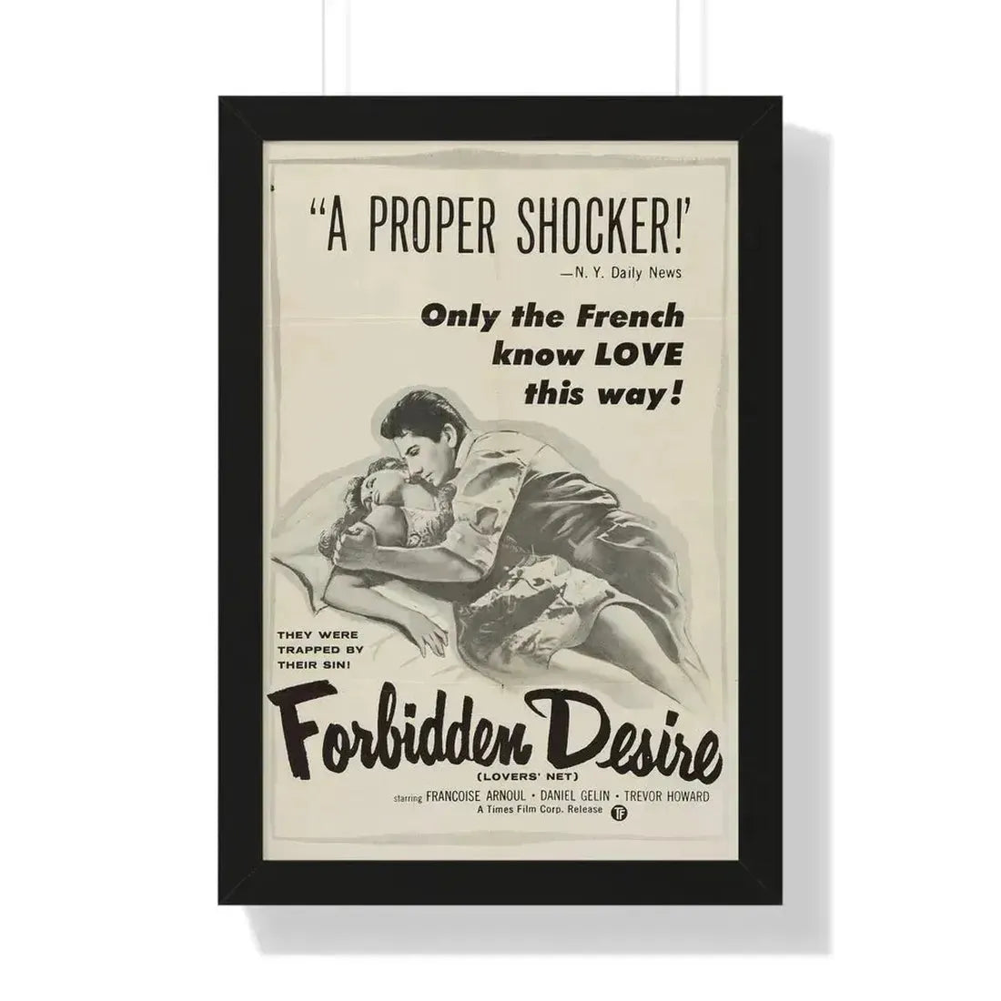 FORBIDDEN DESIRE 1955 - Framed Movie Poster 16″ x 24″ Black - The Sticker Space