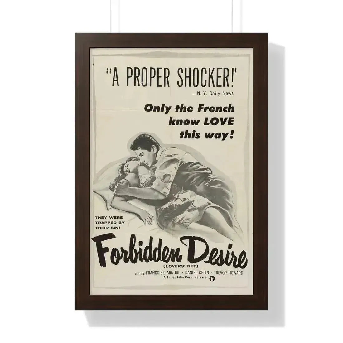 FORBIDDEN DESIRE 1955 - Framed Movie Poster 16″ x 24″ Walnut - The Sticker Space