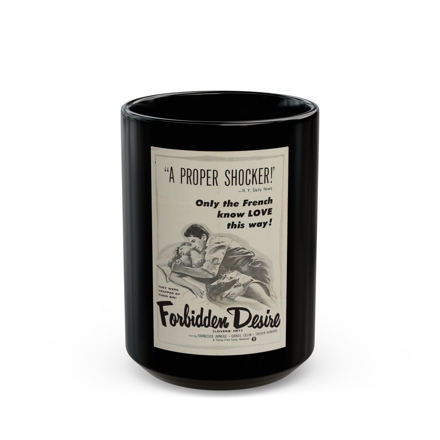 FORBIDDEN DESIRE 1955 Movie Poster - Black Coffee Mug-15oz-The Sticker Space