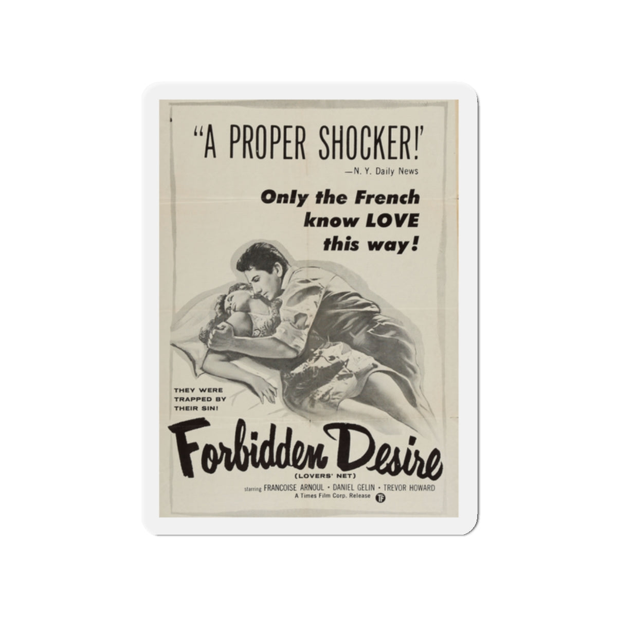 FORBIDDEN DESIRE 1955 Movie Poster - Die-Cut Magnet-2" x 2"-The Sticker Space