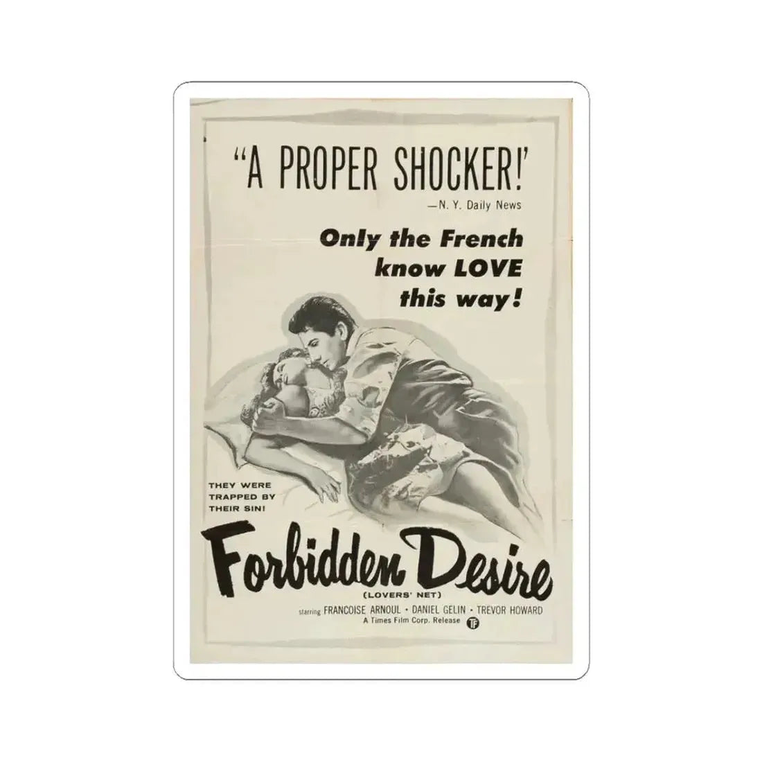 FORBIDDEN DESIRE 1955 Movie Poster - STICKER Vinyl Kiss-Cut Decal 3 Inch White - The Sticker Space