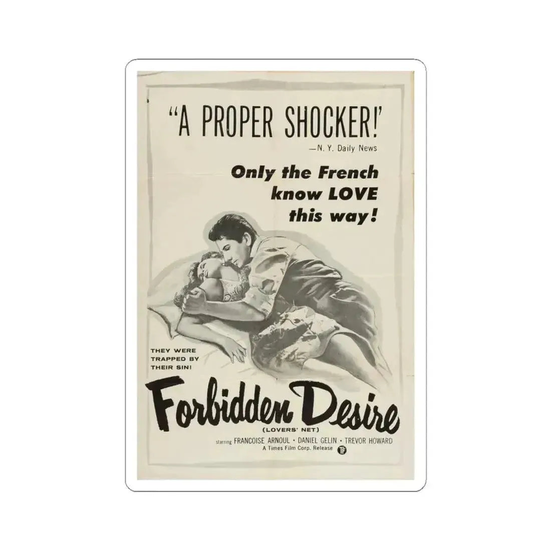 FORBIDDEN DESIRE 1955 Movie Poster - STICKER Vinyl Kiss-Cut Decal 4 Inch White - The Sticker Space