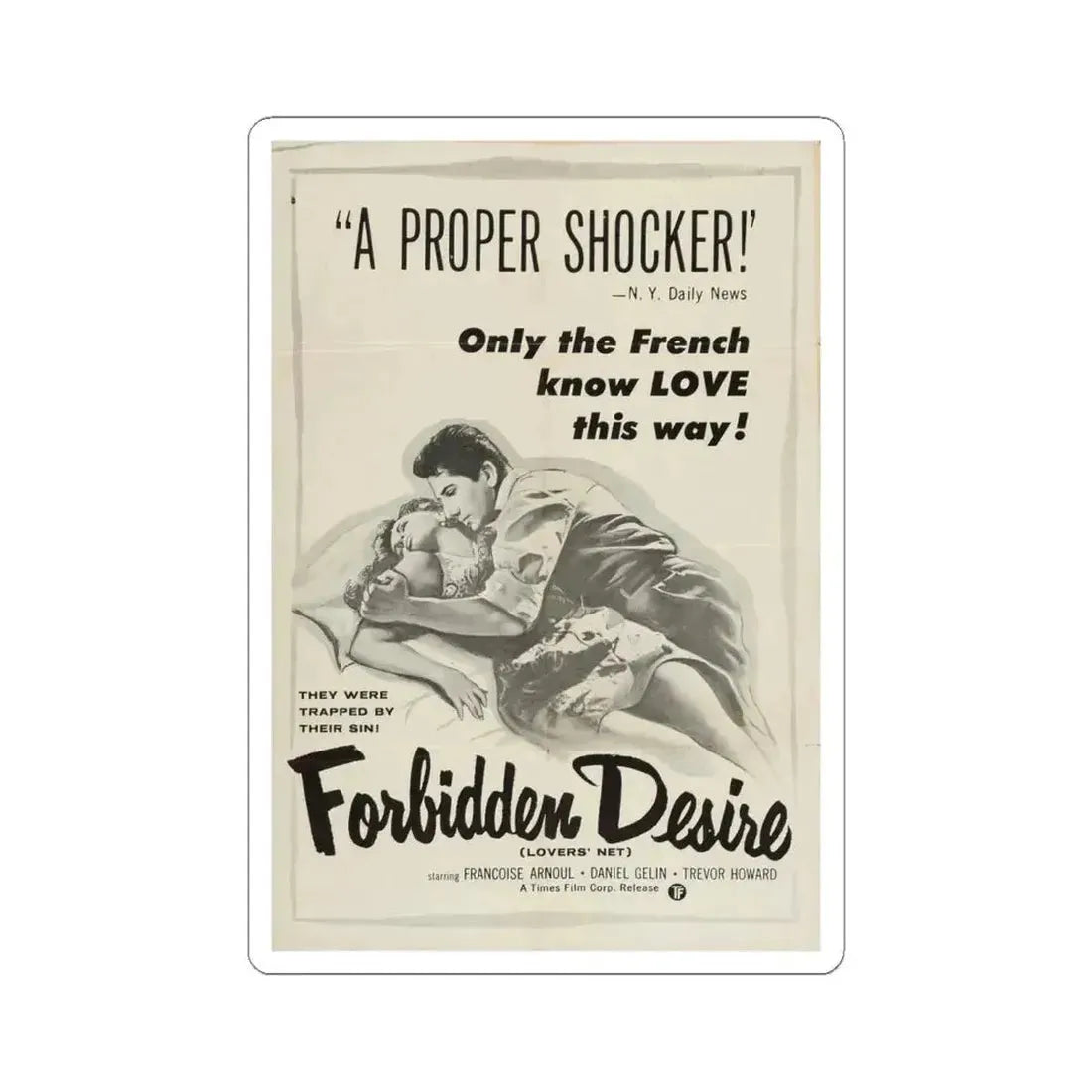 FORBIDDEN DESIRE 1955 Movie Poster - STICKER Vinyl Kiss-Cut Decal 6 Inch White - The Sticker Space