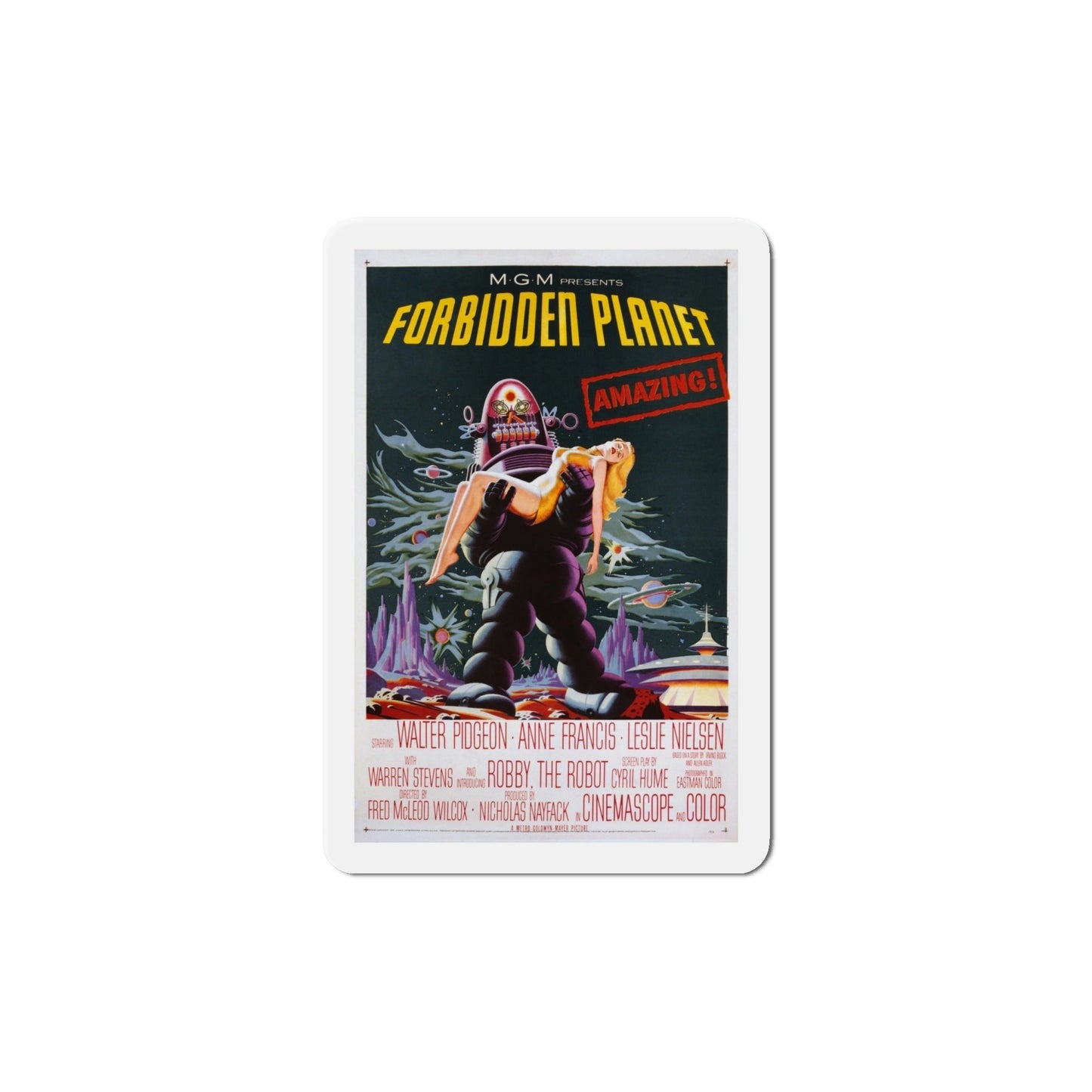 Forbidden Planet 1956 Movie Poster Die-Cut Magnet-6 Inch-The Sticker Space