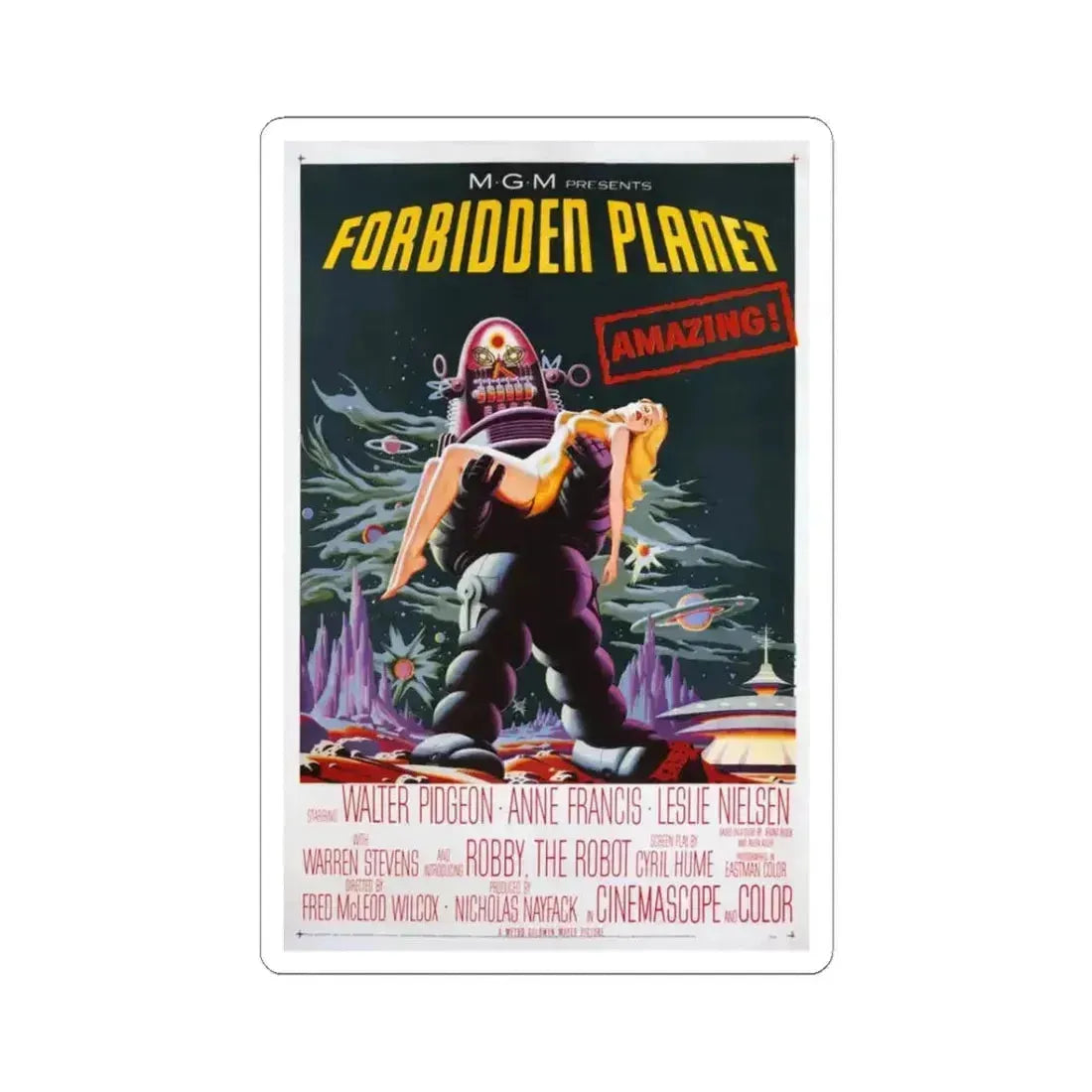 Forbidden Planet 1956 Movie Poster - STICKER Vinyl Kiss-Cut Decal 3 Inch White - The Sticker Space