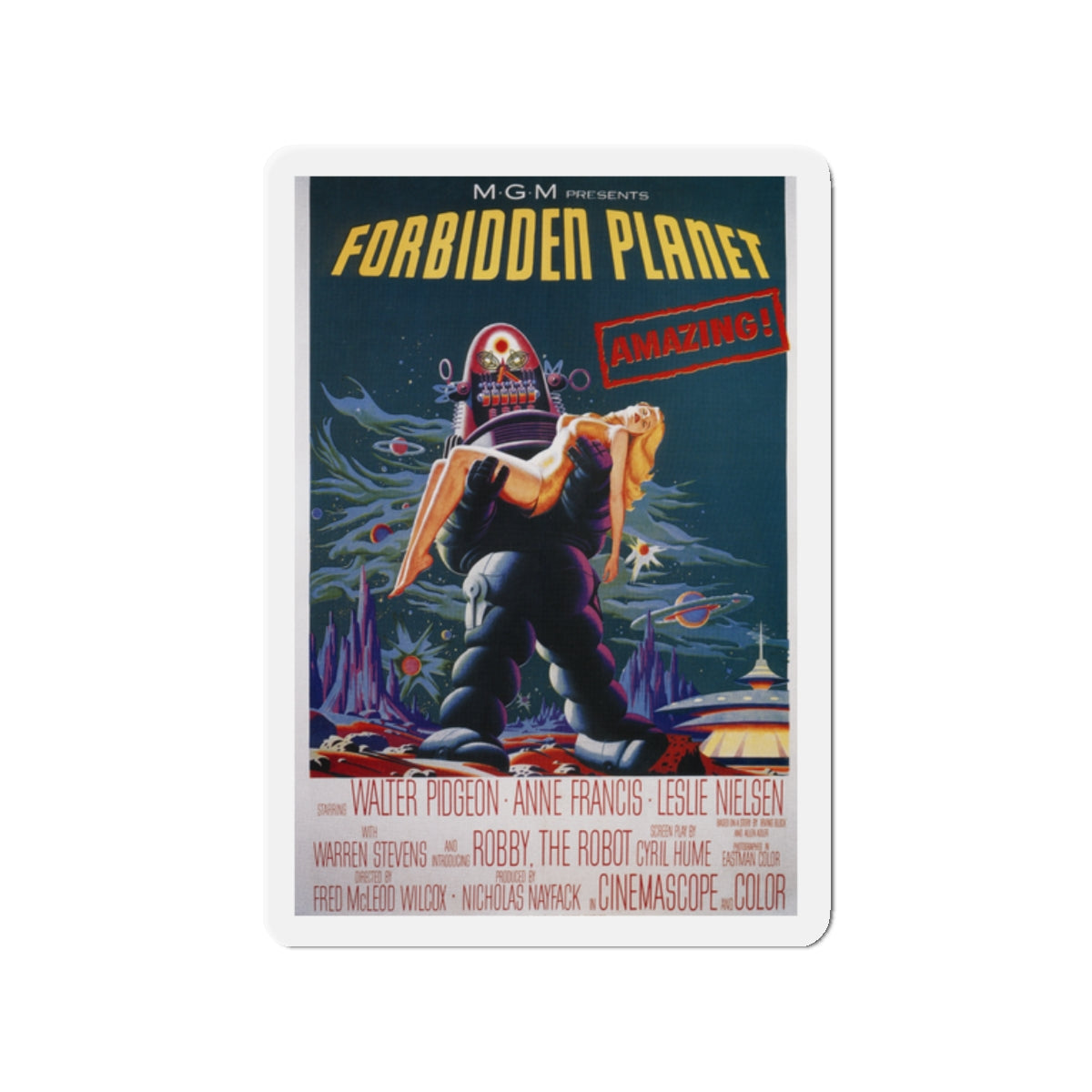 FORBIDDEN PLANET (2) 1956 Movie Poster - Die-Cut Magnet-2" x 2"-The Sticker Space