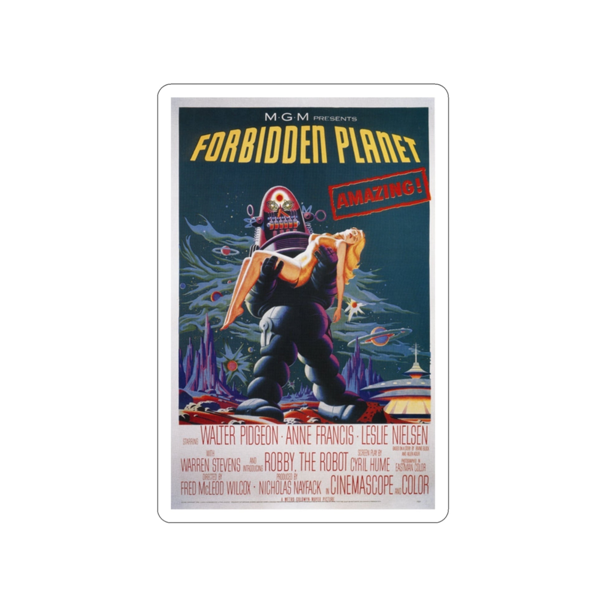 FORBIDDEN PLANET (2) 1956 Movie Poster STICKER Vinyl Die-Cut Decal-2 Inch-The Sticker Space