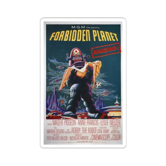 FORBIDDEN PLANET (2) 1956 Movie Poster - STICKER Vinyl Kiss-Cut Decal 2 Inch White - The Sticker Space