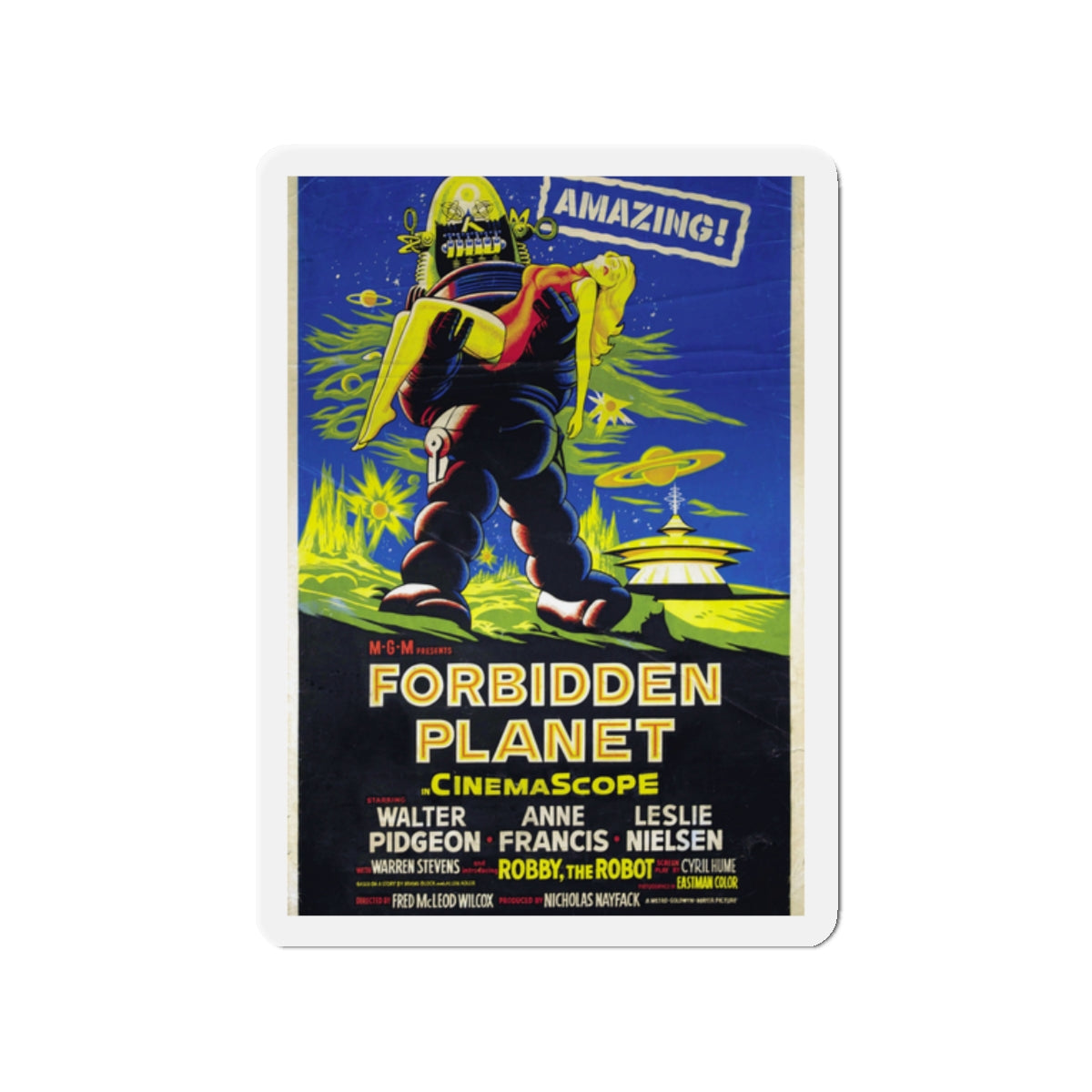 FORBIDDEN PLANET (3) 1956 Movie Poster - Die-Cut Magnet-2" x 2"-The Sticker Space