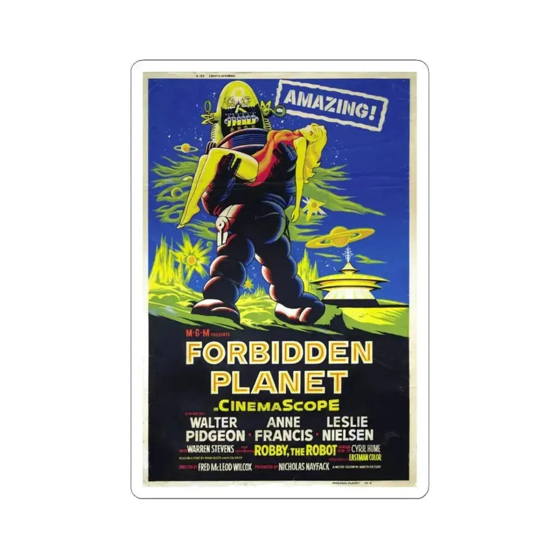 FORBIDDEN PLANET (3) 1956 Movie Poster - STICKER Vinyl Kiss-Cut Decal 3 Inch White - The Sticker Space