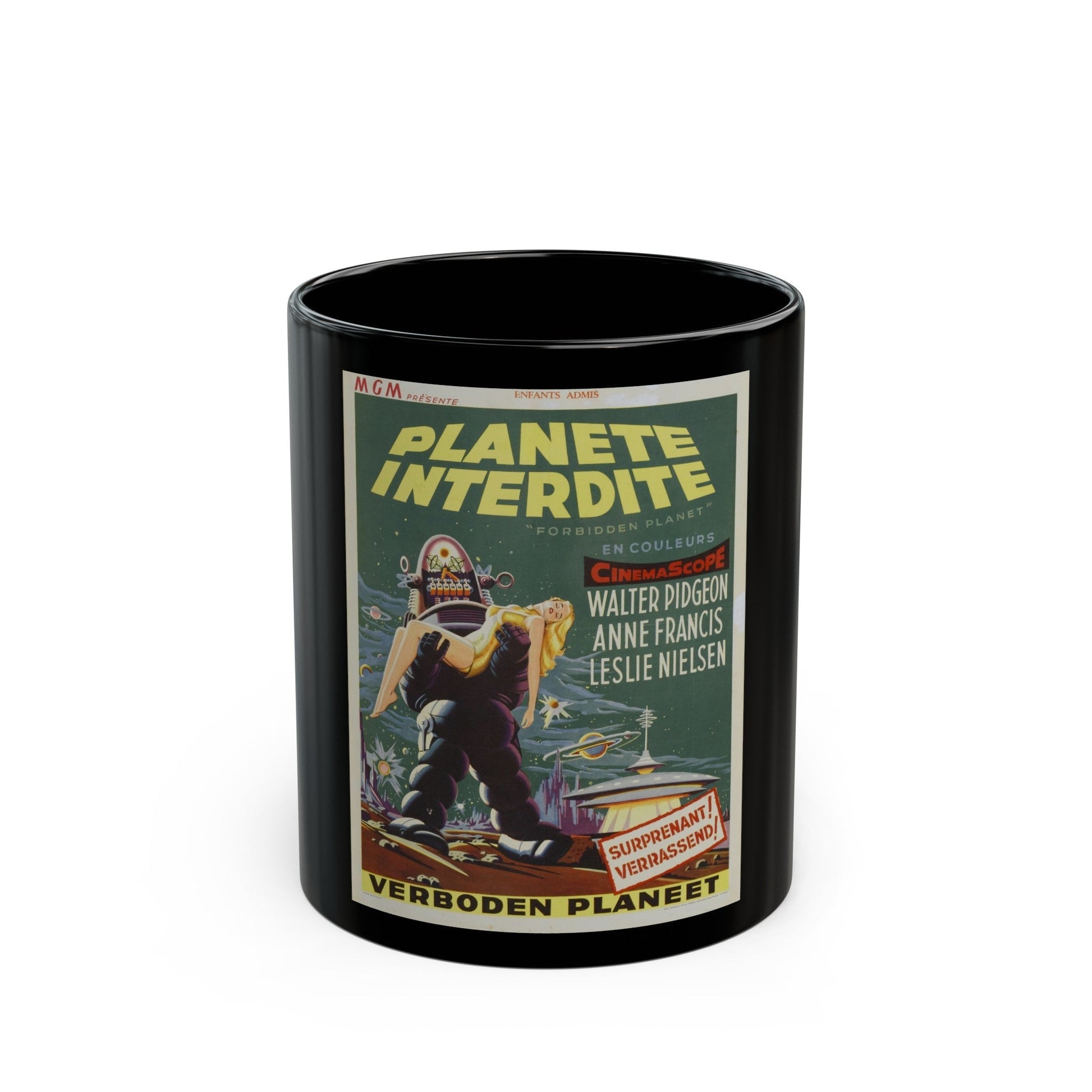 FORBIDDEN PLANET (BELGIAN) 1956 Movie Poster - Black Coffee Mug-11oz-The Sticker Space