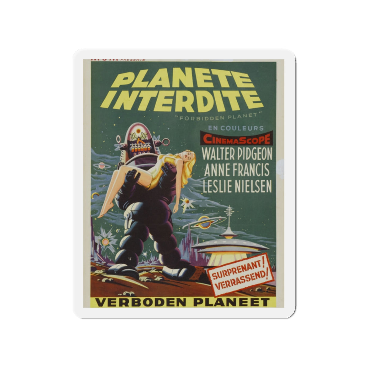 FORBIDDEN PLANET (BELGIAN) 1956 Movie Poster - Die-Cut Magnet-2" x 2"-The Sticker Space