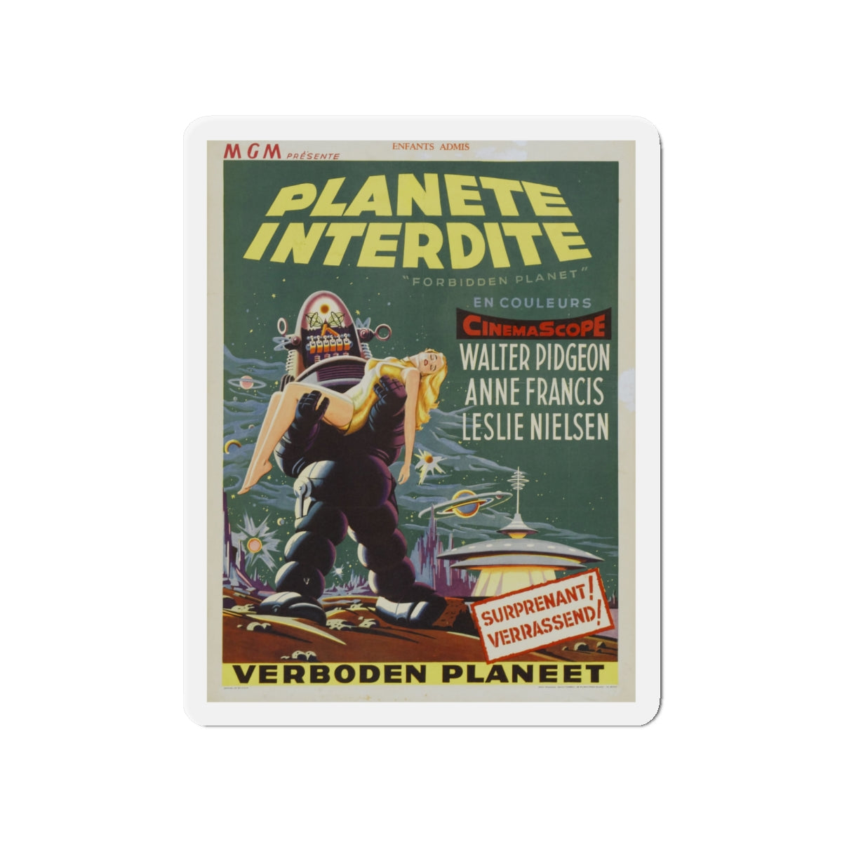 FORBIDDEN PLANET (BELGIAN) 1956 Movie Poster - Die-Cut Magnet-4" x 4"-The Sticker Space