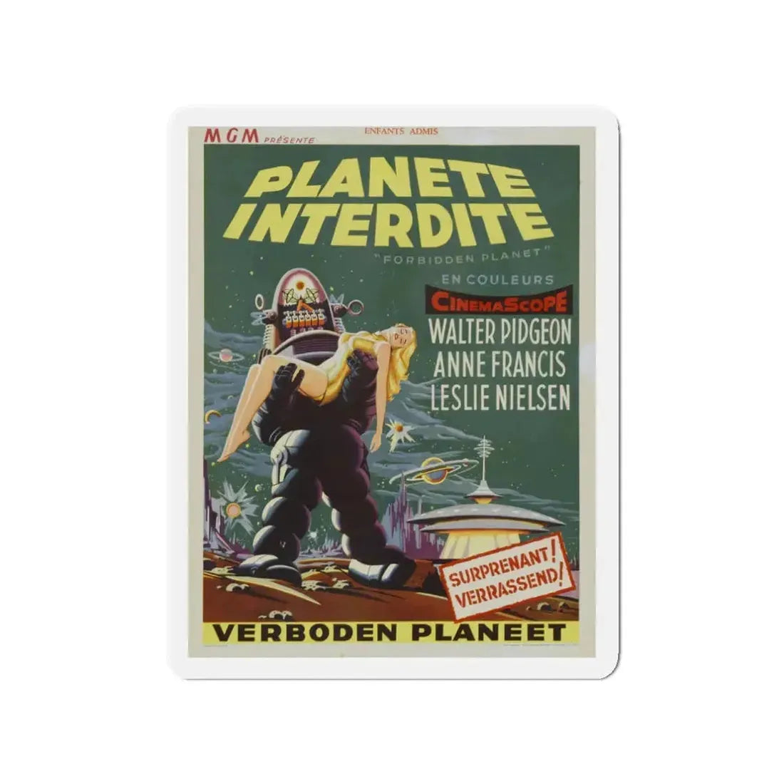 FORBIDDEN PLANET (BELGIAN) 1956 Movie Poster - Refrigerator Magnet 3 Inch - The Sticker Space