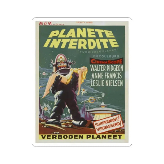FORBIDDEN PLANET (BELGIAN) 1956 Movie Poster - STICKER Vinyl Kiss-Cut Decal 2 Inch White - The Sticker Space
