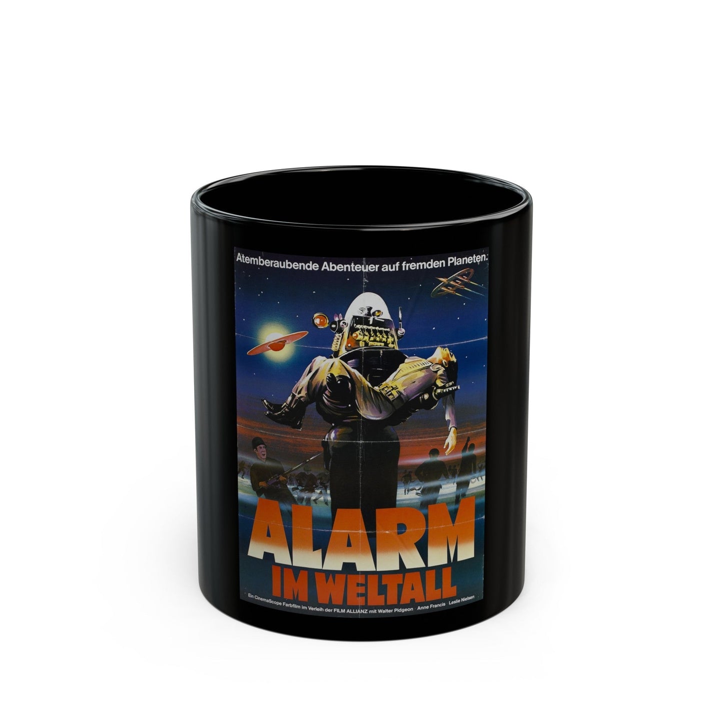 FORBIDDEN PLANET (GERMAN) 1956 Movie Poster - Black Coffee Mug-11oz-The Sticker Space