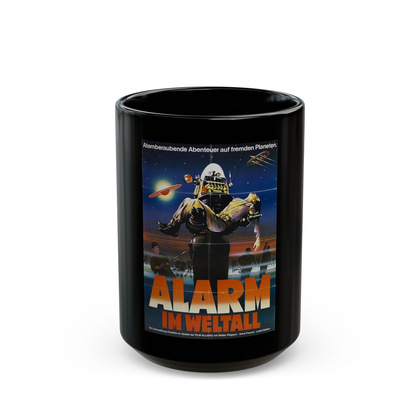 FORBIDDEN PLANET (GERMAN) 1956 Movie Poster - Black Coffee Mug-15oz-The Sticker Space