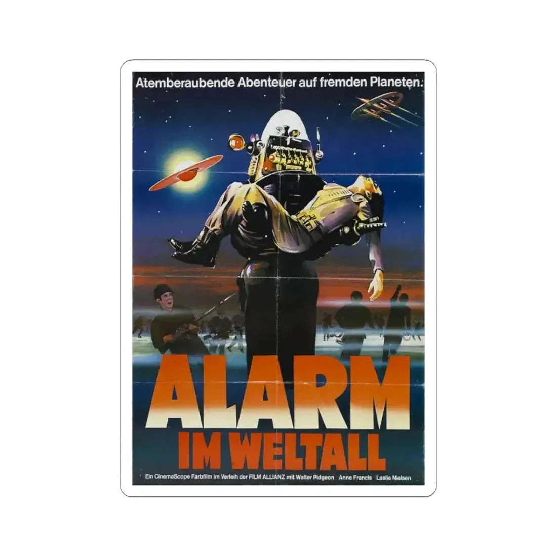 FORBIDDEN PLANET (GERMAN) 1956 Movie Poster - STICKER Vinyl Kiss-Cut Decal 3 Inch White - The Sticker Space