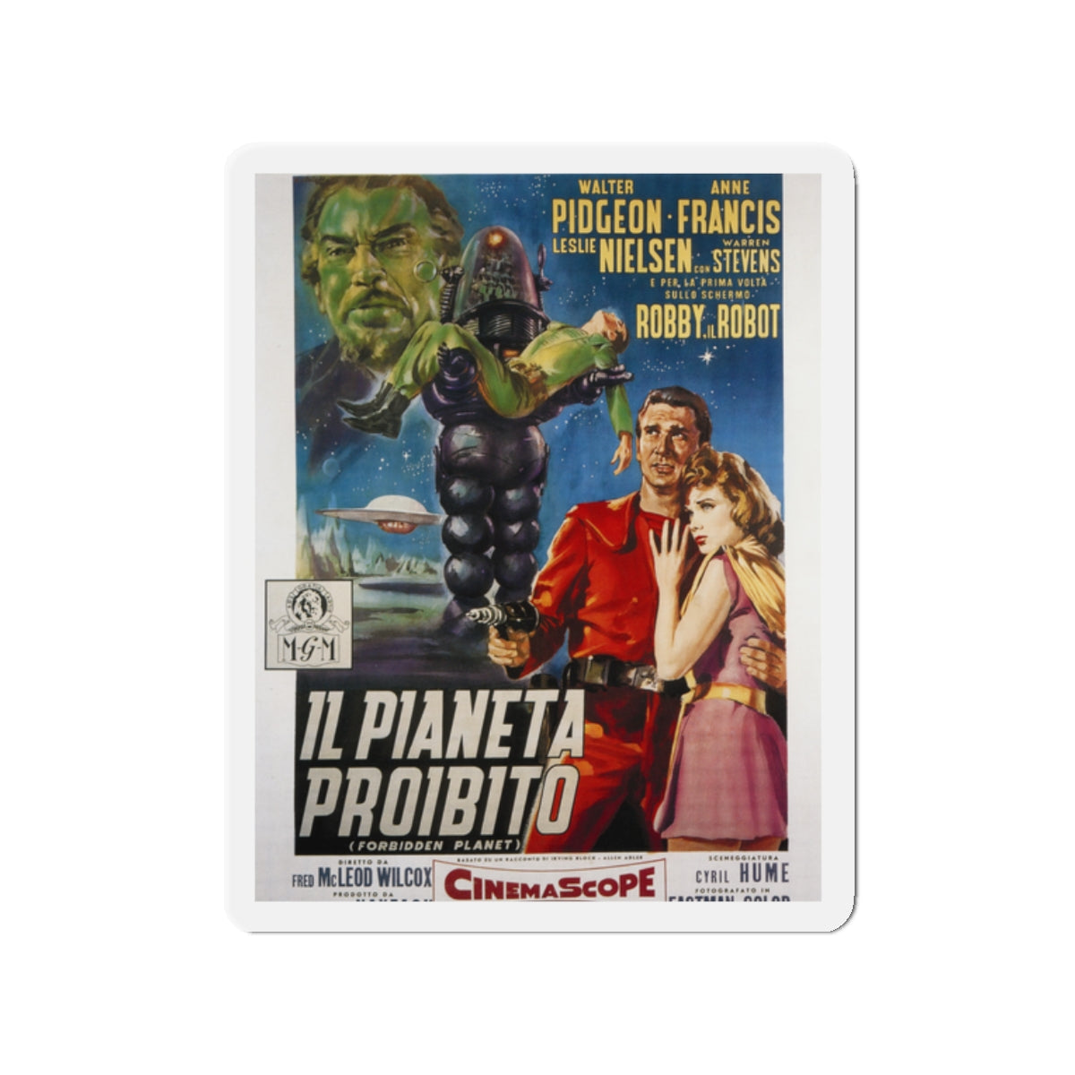 FORBIDDEN PLANET (ITALIAN) 1956 Movie Poster - Die-Cut Magnet-2" x 2"-The Sticker Space