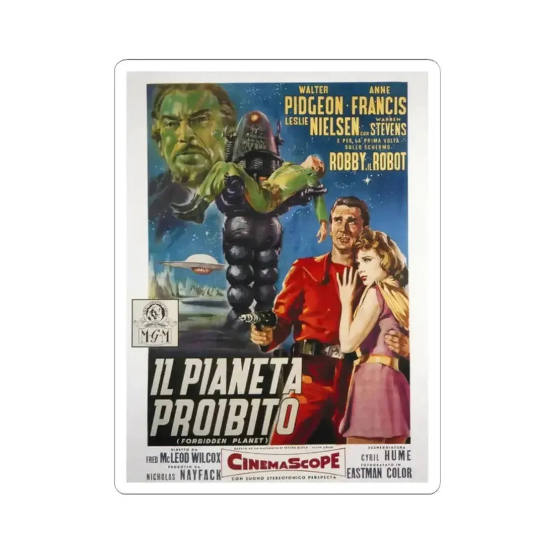 FORBIDDEN PLANET (ITALIAN) 1956 Movie Poster - STICKER Vinyl Kiss-Cut Decal 2 Inch White - The Sticker Space