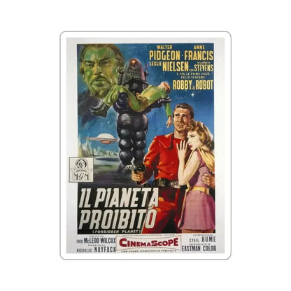 FORBIDDEN PLANET (ITALIAN) 1956 Movie Poster - STICKER Vinyl Kiss-Cut Decal 3 Inch White - The Sticker Space